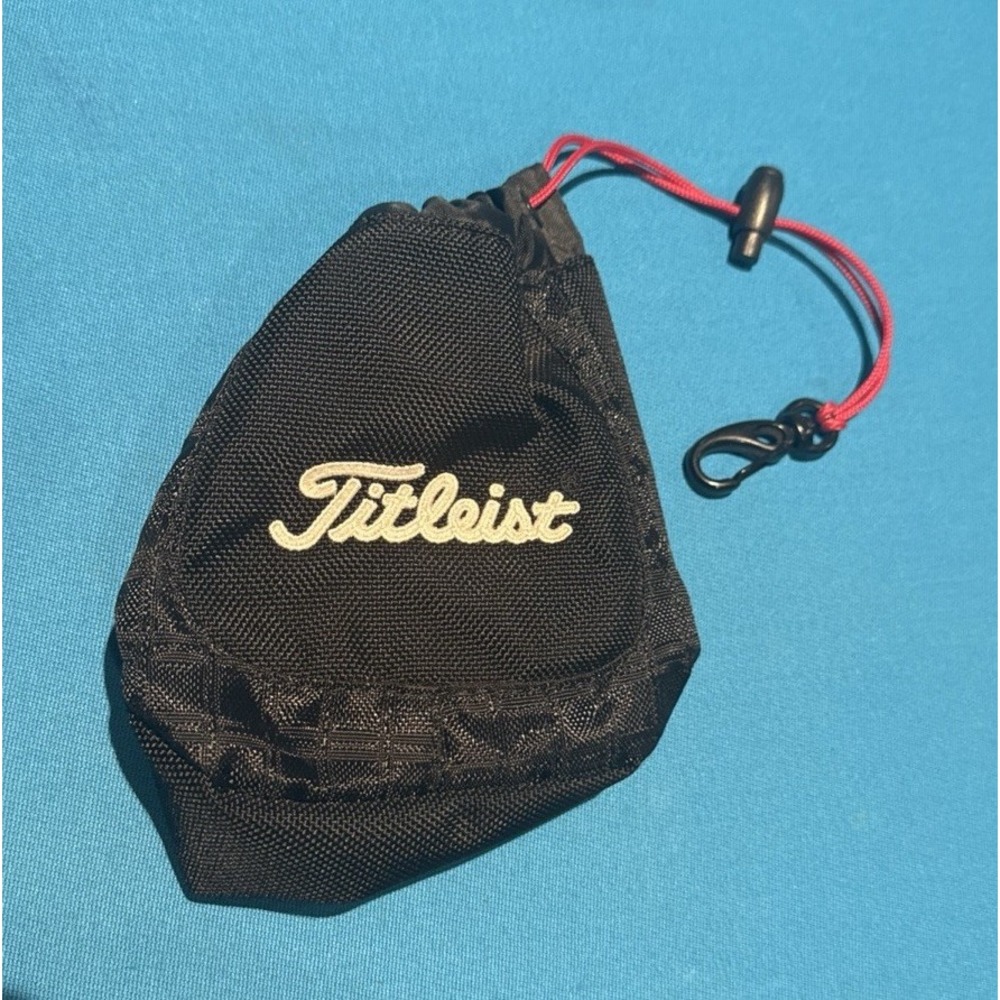 TITLEIST Golf Valuables Pouch Black Nylon Fleece Lining 7”x 7” Double Zippered